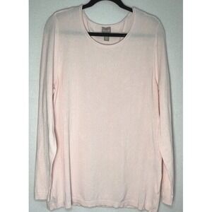 Chicos Sweater Pink Size 2 (L/12) Long Sleeve Crew Neck Pullover Casual